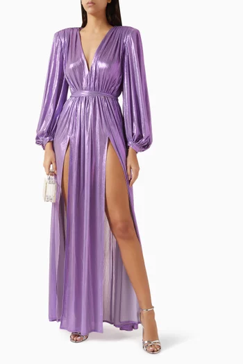 فستان سهرة زوي من قماش مطاطي لامع