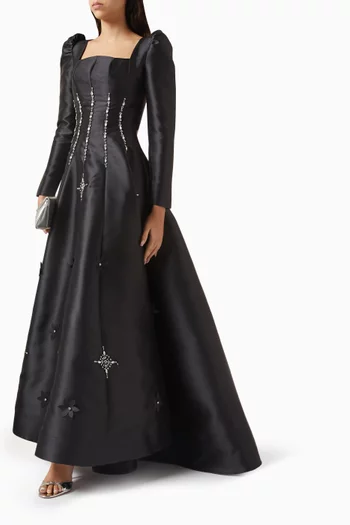 Embellished Maxi Dress in Satin