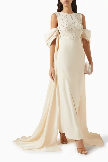 Embellished Off-shoulder Maxi Dress