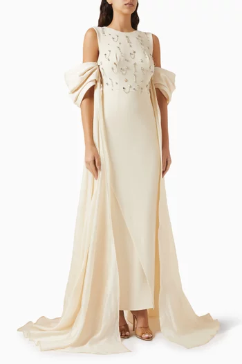 Embellished Off-shoulder Maxi Dress