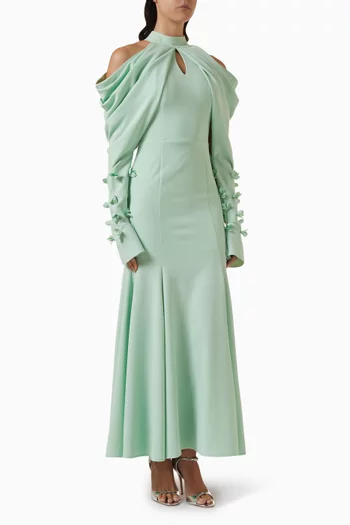 Draped Off-shoulder Maxi Dress