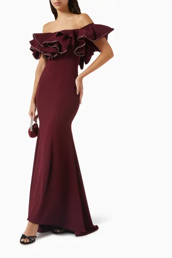 Ruffled Off-shoulder Maxi Dress