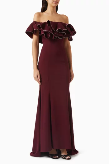 Ruffled Off-shoulder Maxi Dress