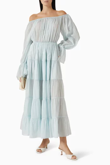 Beatrice Off-shoulder Maxi Dress in Cotton-silk