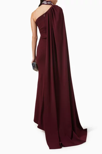 Sequin-embellished Cape Gown