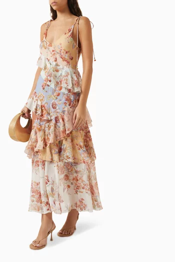 فستان اويكن سهل الارتداء بكشكش مزيج قطن