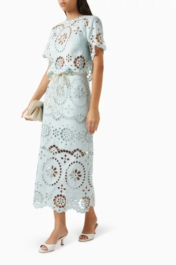 Awaken Embroidered Skirt in Linen