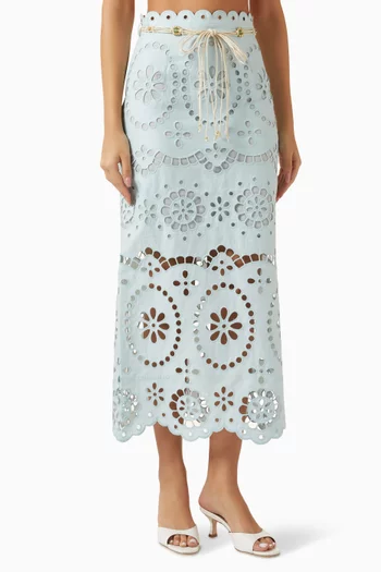 Awaken Embroidered Skirt in Linen
