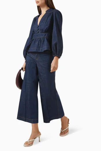 Awaken Peplum Blouse in Denim
