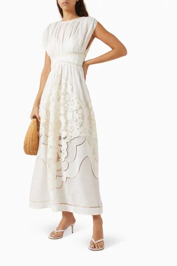 فستان داي لايت بخصر ضيق كتان