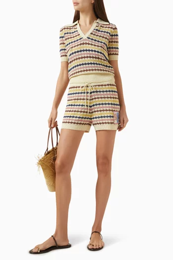 Awaken Scallop Knit Shorts in Cotton Blend