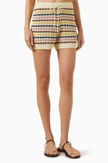 Awaken Scallop Knit Shorts in Cotton Blend