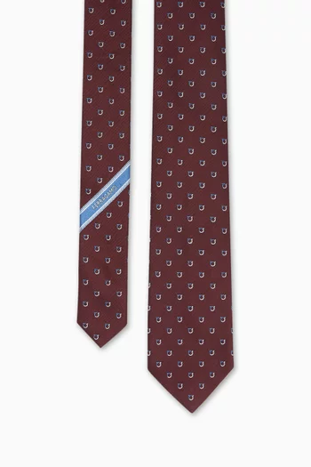 Gancini Jacquard Tie in Silk