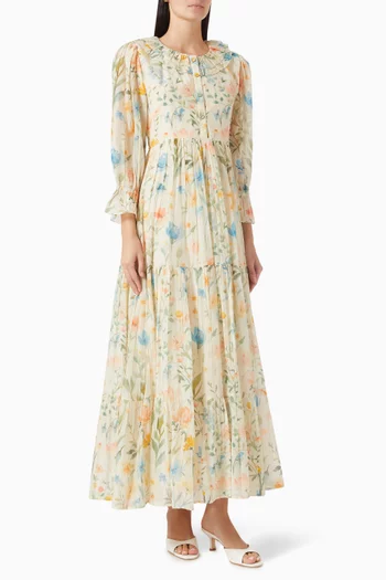 Alana Printed Maxi Dress in Cotton-silk