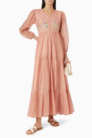 Anees Tiered Maxi Dress in Cotton-silk