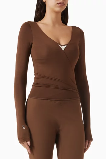 بلوزة باليرينا بتصميم ملفوف مزيج مايكرو مودال