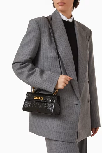 حقيبة نور بيد علوية جلد نباتي بنقشة جلد التمساح