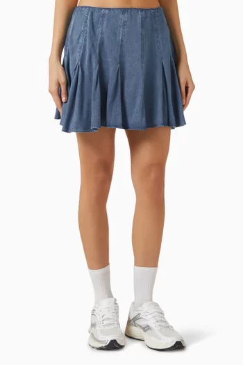 Lykke Jaida Pleated Skirt in Denim