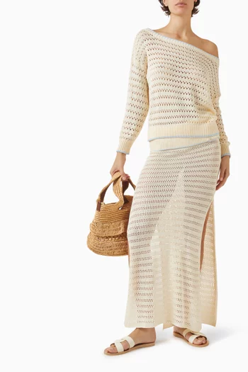 تنورة إميليا بفتحة ومنسوجة من مزيج مودال