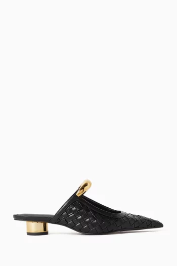 حذاء هيلينا مفتوح من الخلف بتصميم مجدول جلد