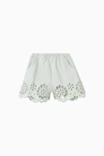 Awaken Broderie Anglaise Shorts in Cotton-poplin