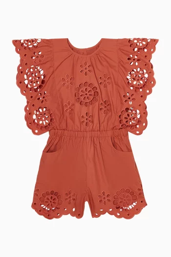 Awaken Broderie Anglaise Playsuit in Cotton-poplin