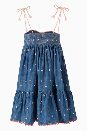 فستان أويكن برباط دينم قطن