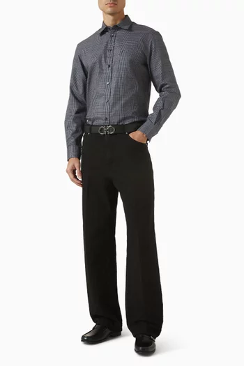 قميص بنقشة مربعات قطن بوبلين