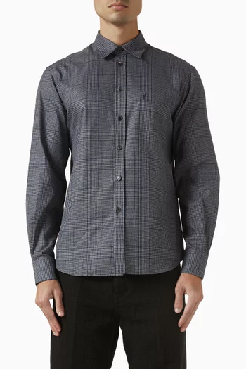 قميص بنقشة مربعات قطن بوبلين