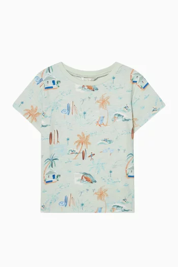 Surf's Up Printed T-shirt in Cotton