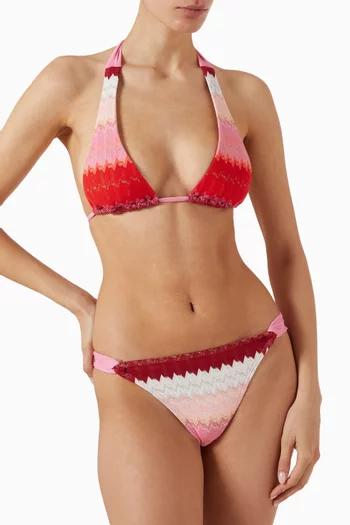 قطعة بيكيني سفلية بتصميم مروحة بخصر مرتفع