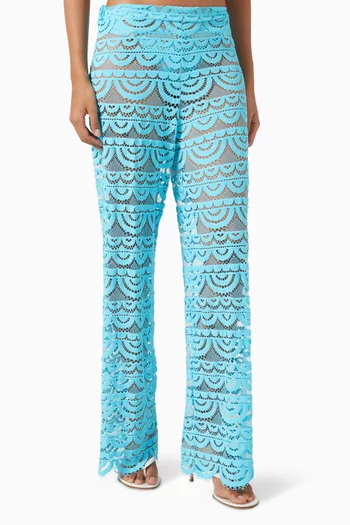 بنطال بخصر مرتفع دانتيل