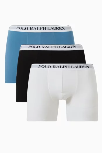 Logo Boxer Briefs in Stretch Cotton, Set of 3