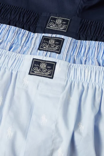 Logo Boxers in Cotton, Set of 3