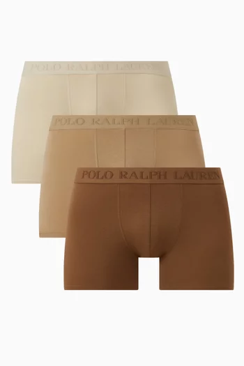 Logo Boxer Briefs in Stretch Cotton, Set of 3
