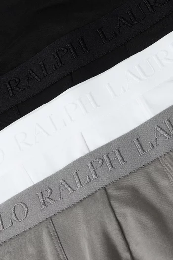 Logo Boxer Briefs in Stretch Cotton, Set of 3