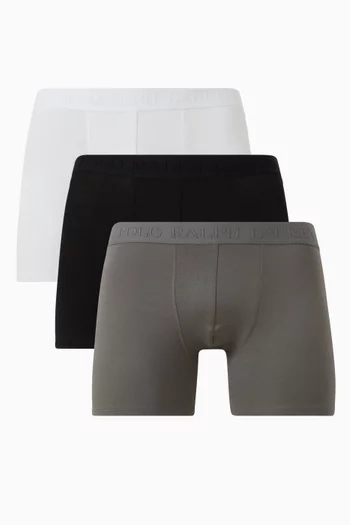 Logo Boxer Briefs in Stretch Cotton, Set of 3