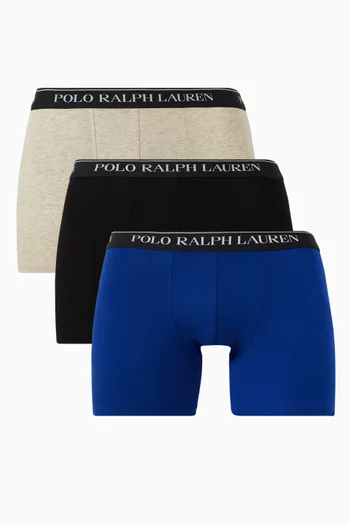 Logo Boxer Briefs in Stretch Cotton, Set of 3