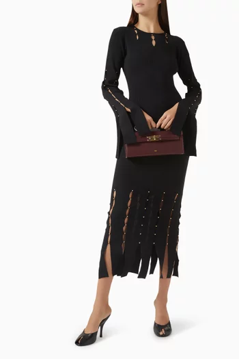 Embellished Dress in Rib-knit