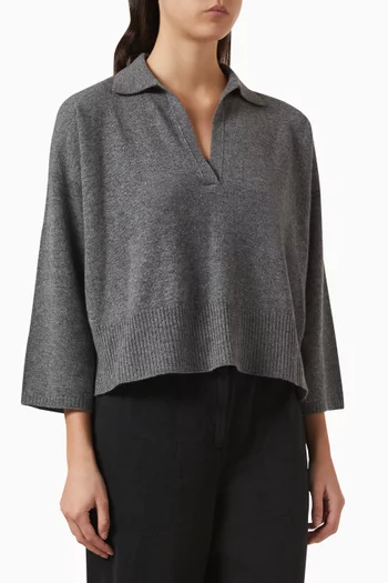 Split-neck Top in Italian Cashmere