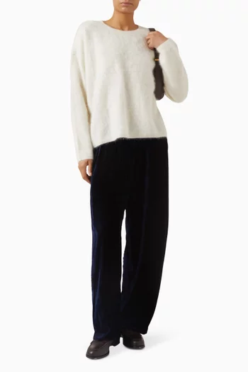 Pleated Straight Pants in Velvet