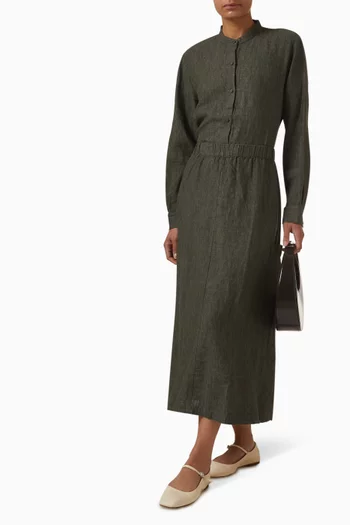 تنورة متوسطة الطول كتان