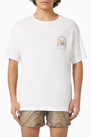 تي شيرت دينيس بنقشة قطن وكتان