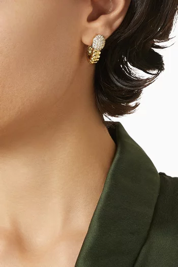 Serpent Pavé Earrings in 24kt Gold-plated Metal