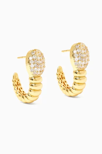 Serpent Pavé Earrings in 24kt Gold-plated Metal