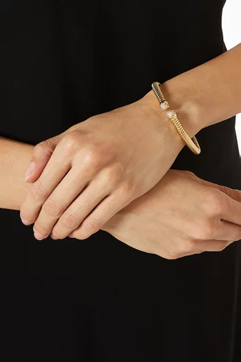 سوار بتصميم جسم أفعى مرصع بأحجار بافيه معدن مطلي ذهب عيار 24