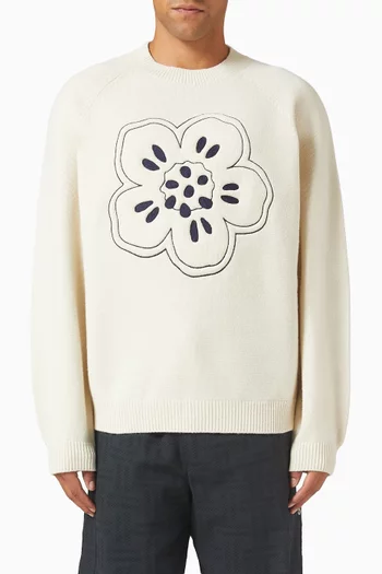 Boke Flower Embroidered Sweatshirt in Wool
