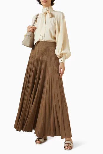 Pleated Maxi Skirt in Cashmere Blend