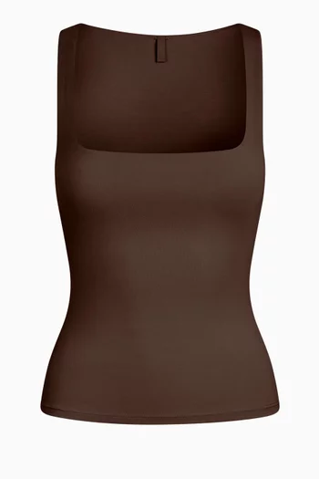 بلوزة بلا أكمام بفتحة رقبة مربعة مزيج مودال سموذ لايرز