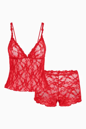 Stretch Lace Triangle Cami & Shorts Set